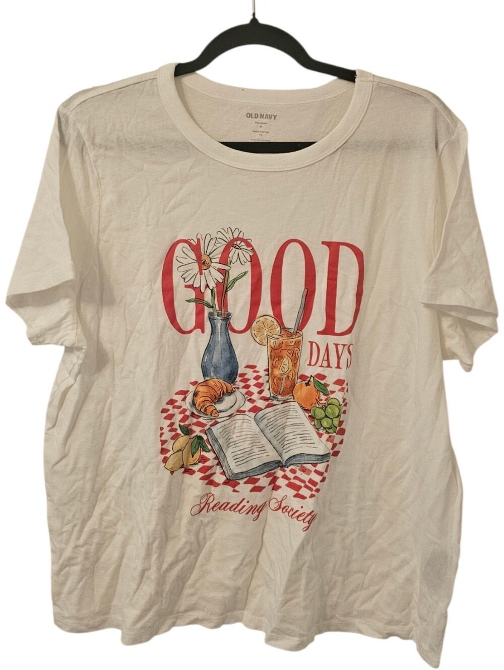 Multi-Coloured Old Navy Women's Good Days Reading Society Crew-Neck T-Shirt